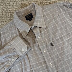 Texas Standard Button Down Men 3XL Grey Windowpane Plaid Flannel Shirt